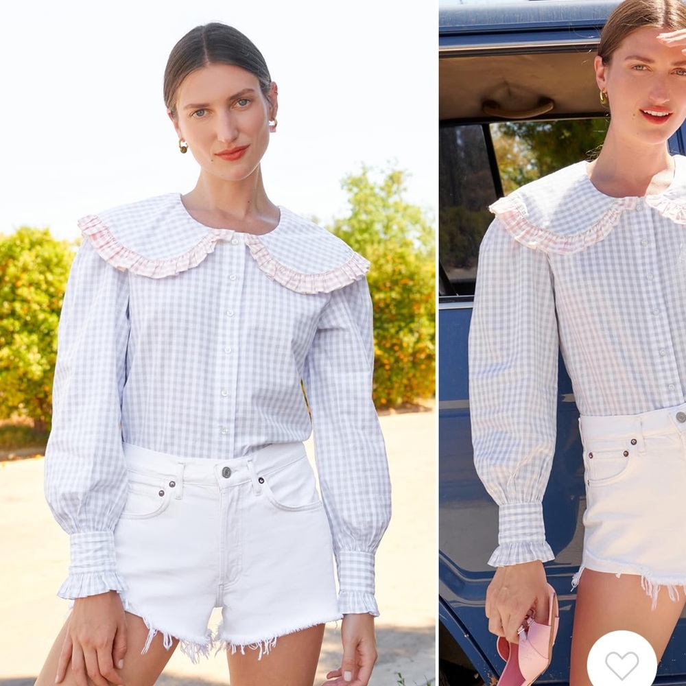 Rahi phoebe check blouse with ruffles